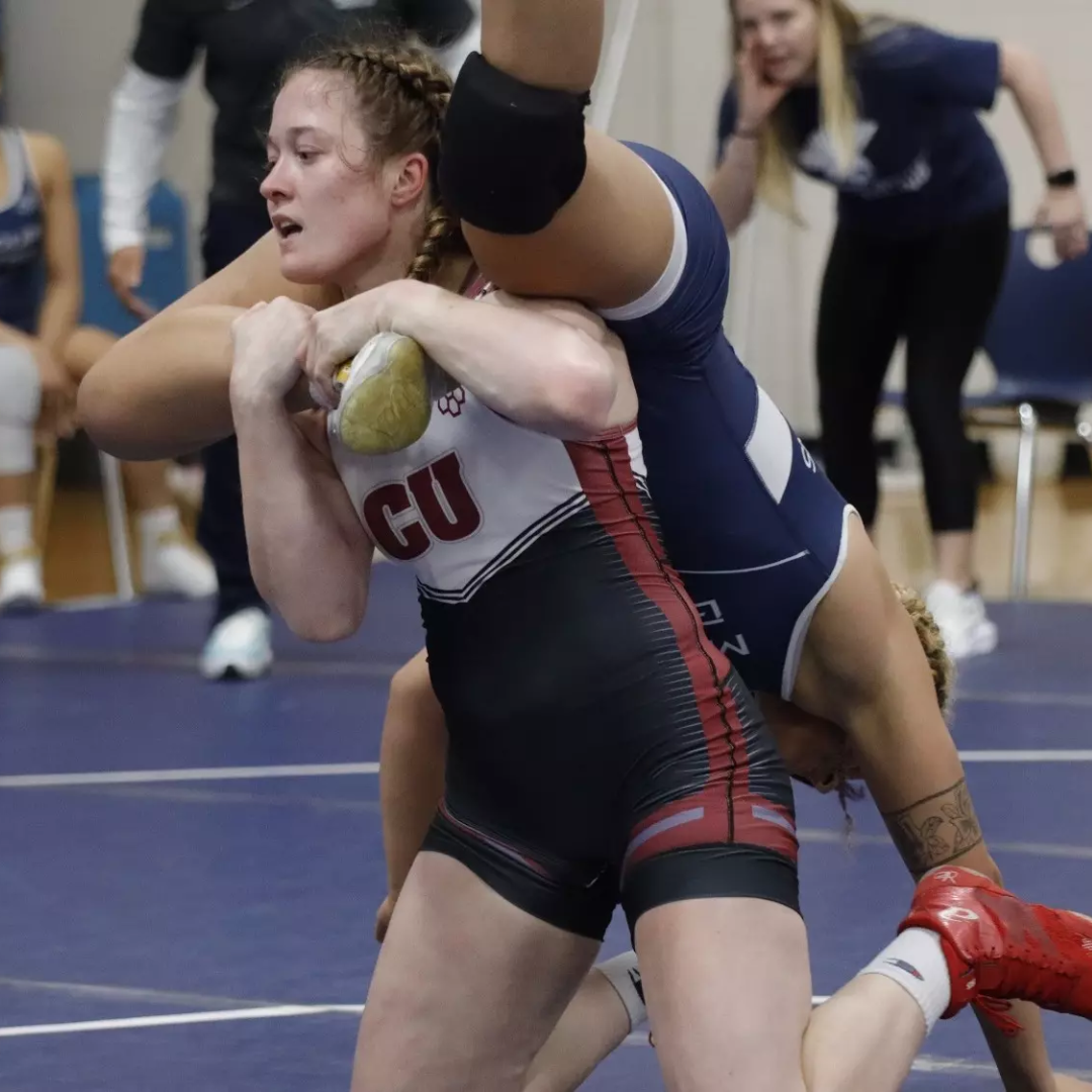 Kendra Thompson wrestling at Campbellsville University