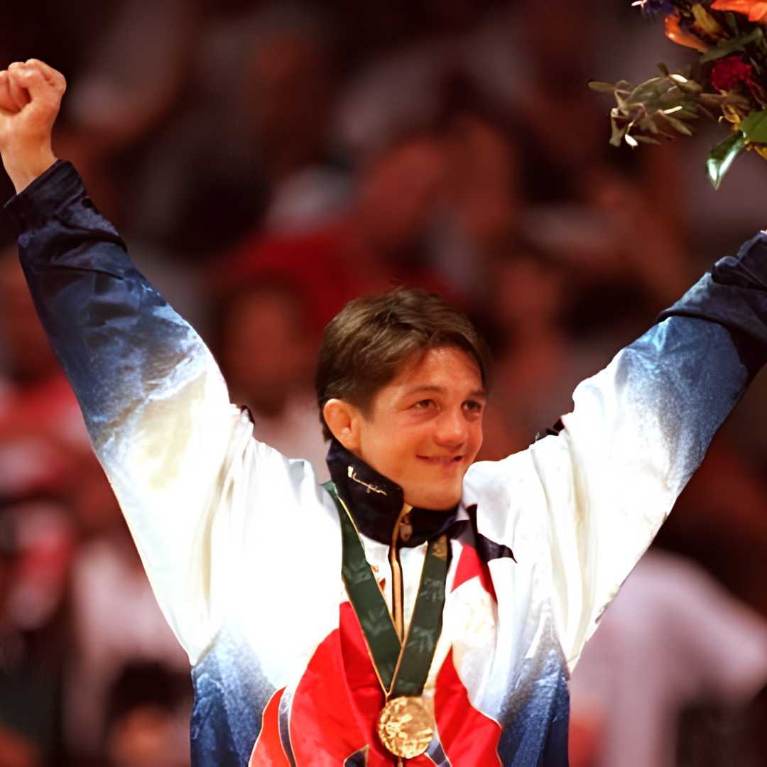 Kendall Cross at his olympic medal ceremony