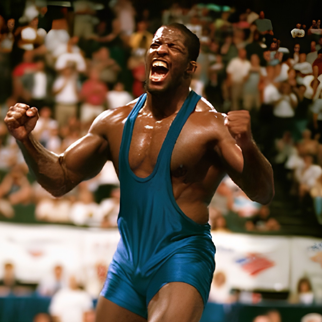 Kerry McCoy after winning a wrestling match