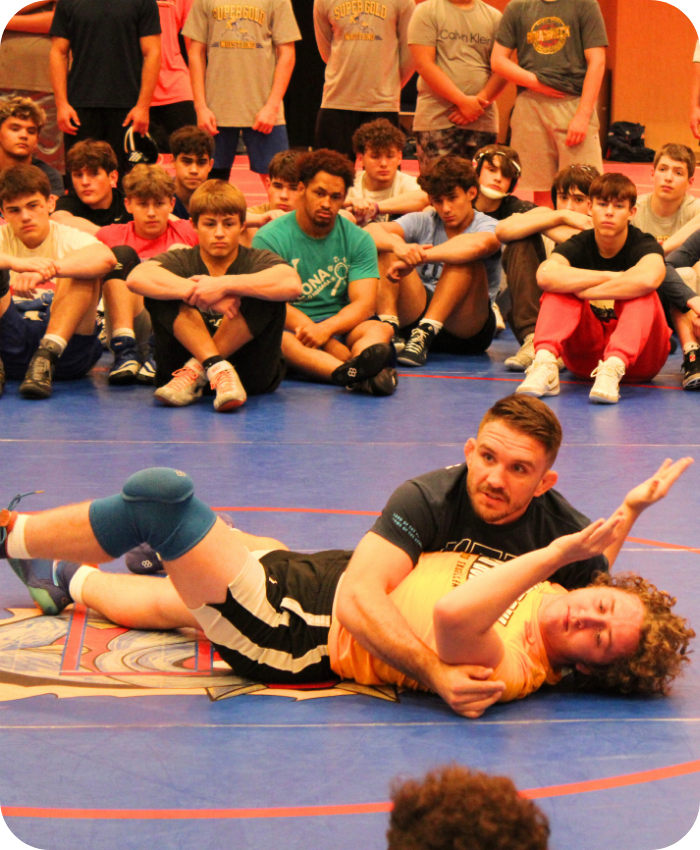 Zain demonstrating wrestling moves