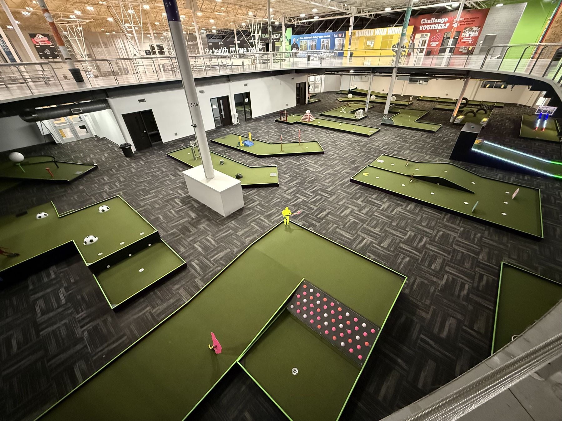 The indoor mini golf course at Inside 18, a Pennsylvania venue for Ken Chertow's summer wrestling camp families