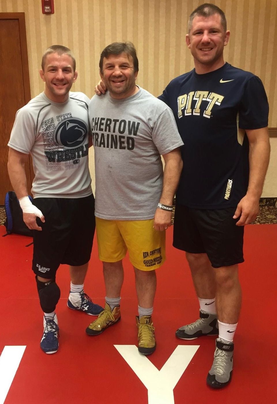 Brad Pataky and Matt Kocher with Ken Chertow, two Ken Chertow wrestling camp coaches
